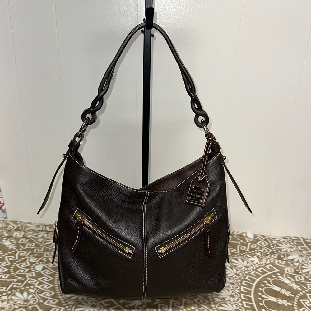 Dooney & Bourke Chocolate Brown Pebbled Leather Hobo